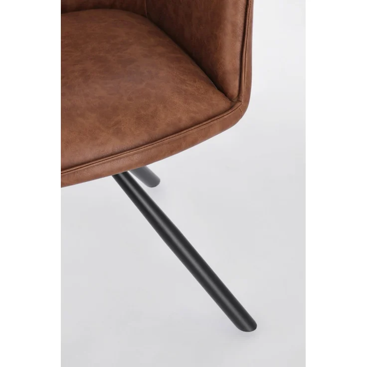 Esszimmerstuhl Breval aus Kunstleder, modern und drehbar, hellbraun, gepolstert, 4-Fuß-Gestell – Bild 7