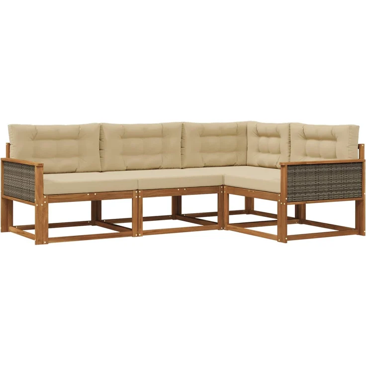 vidaXL Outdoor-Sofagarnitur 4 stk. 4-Sitzer Natur und Beige 3382521 – Bild 2