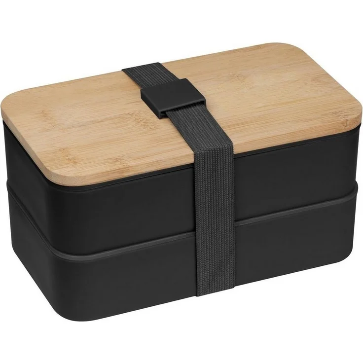 Macma Lunchbox Große Brotdose / Lunchbox / 2-stöckig / mit Besteck / Farbe: schwarz – Bild 1
