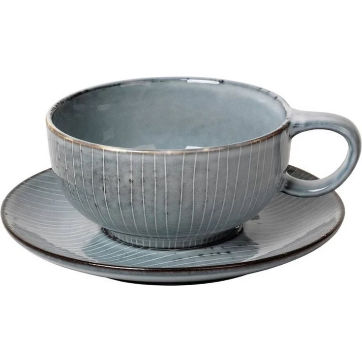 Broste Copenhagen Tasse NORDIC SEA Tasse mit Untertasse 0,25 l, Steingut mit reaktiver Glasur, Nordic Sea Tasse mit Untertasse – Bild 1
