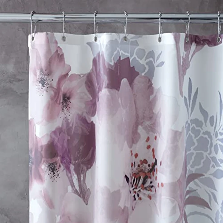 Catherine Lansfield Dramatic Floral Duschvorhang, 180 x 180 cm, Blush Pink – Bild 2