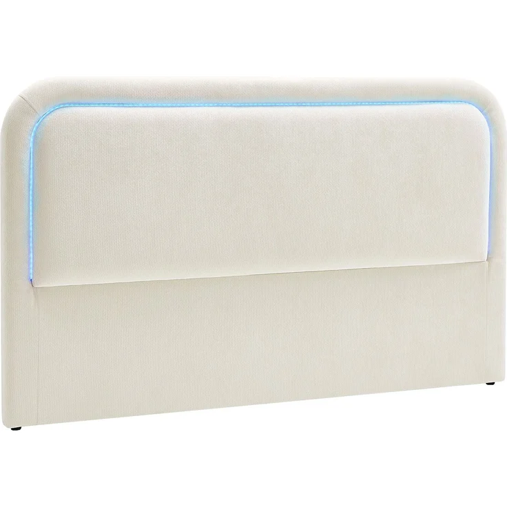 Vente-unique - Kopfteil mit LEDs - 140 cm - Strukturierter Stoff - Beige - IRSITA – Bild 4