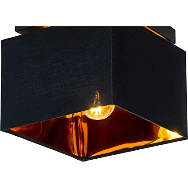 Qazqa Modern Deckenleuchte VT, quadratische Deckenlampe in Schwarz-Gold, dimmbar, E27-Fassung, 17 cm, ideal für Flur, Schlafzimmer und Wohnzimmer – Bild 3