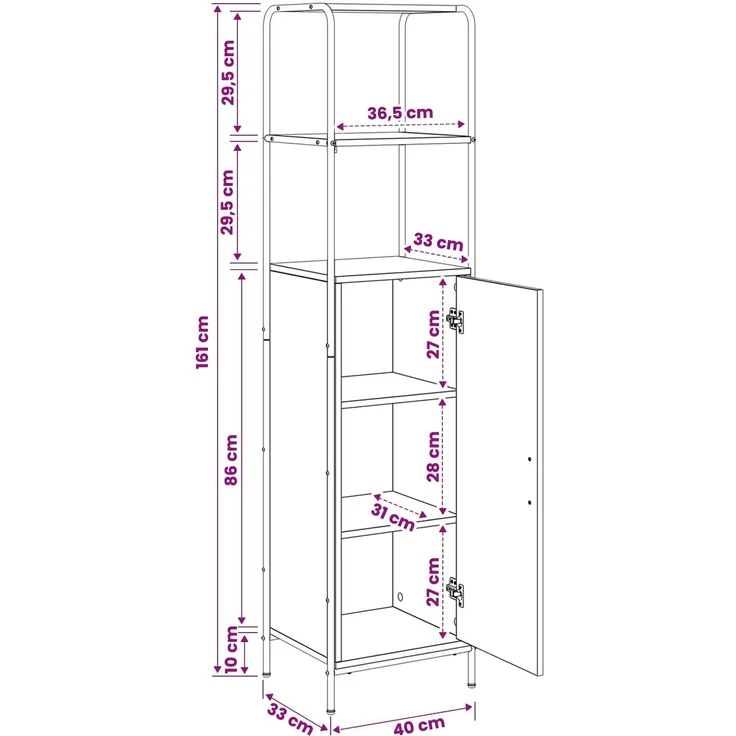 vidaXL Highboard Artisan-Eiche 40 x 33 x 161 cm Holzwerkstoff 8013871 – Bild 11