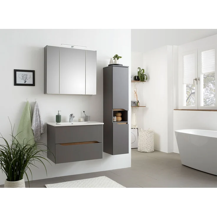 Midischrank Casablanca / Capri , Holzwerkstoff , Grau , 30.00 x 141.00 x 33.00 cm – Bild 9