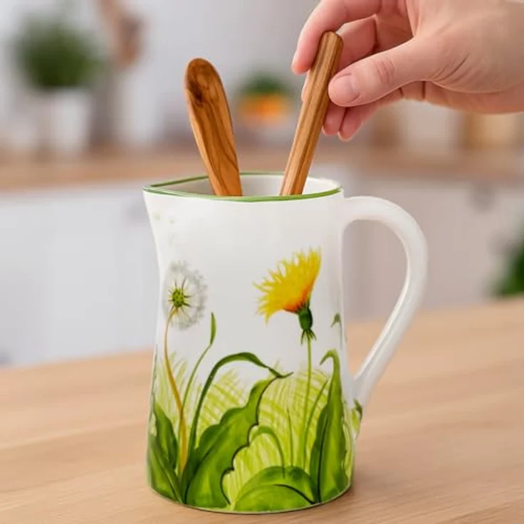 Lashuma Wasserkrug Pusteblume, (1-tlg, 19 cm (1,5 l), italienischer Krug Keramik handgemacht – Bild 7