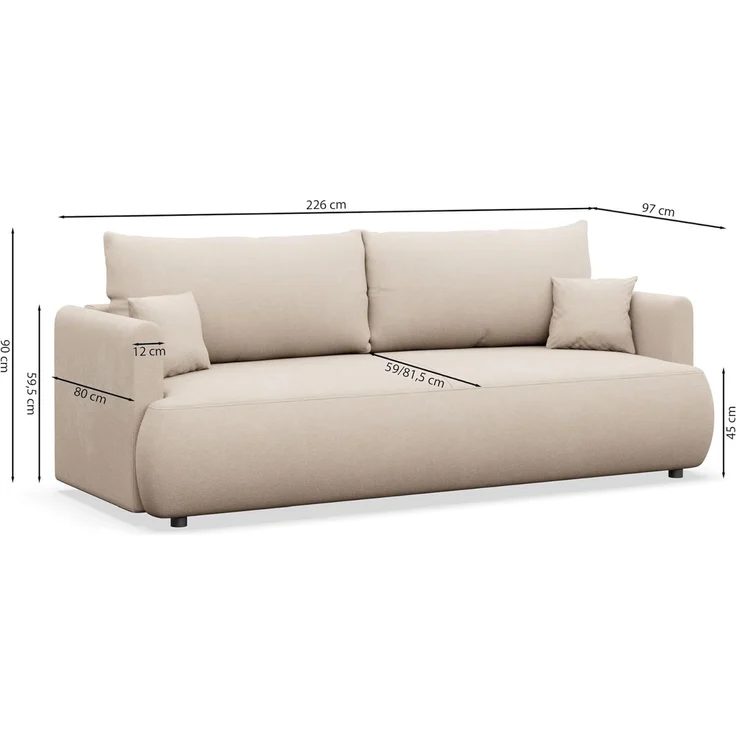 Selsey 'Ovo Mini' 3-Sitzer Schlafsofa mit Bettkasten, Kupfer, Chenille Easy Clean – Bild 3
