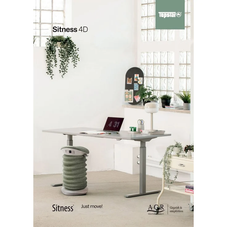 Sitness 'Aktiv-Sitz 4D' Ergonomischer Bürostuhl, Stoff weiß/grau, 37.5 x 64 x 36 cm, 110 kg belastbar – Bild 8
