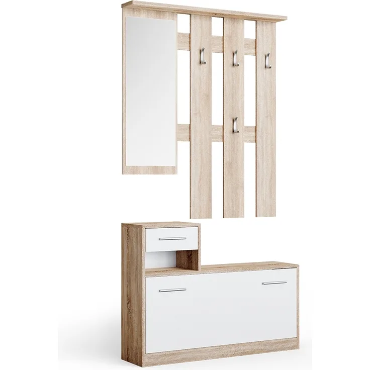 Garderobe Billy Weiß/Sonoma 25 x 191 cm Vicco