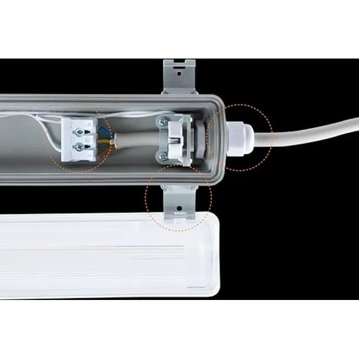 proventa LED Deckenleuchte Feuchtraumleuchte, LED, mit LED-Röhre 60 cm 9W neutralweiß IP65 – Bild 4