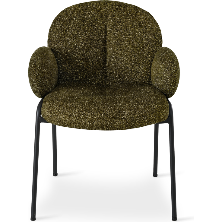 GOEURVANT 1235 Esszimmerstühle 2er-Set mit Armlehnen, Polsterstühle, Bouclé - Olivgrün – Bild 2