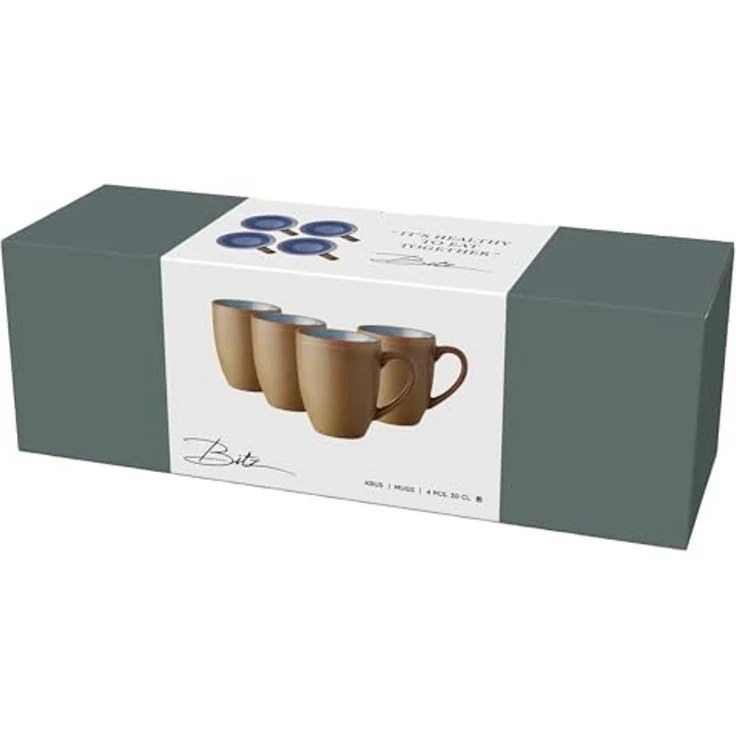 BITZ Kaffeetasse 300ml Wood Ocean 4er Set Set 0 3 l Blau Holz Steingut Becher Universal – Bild 4