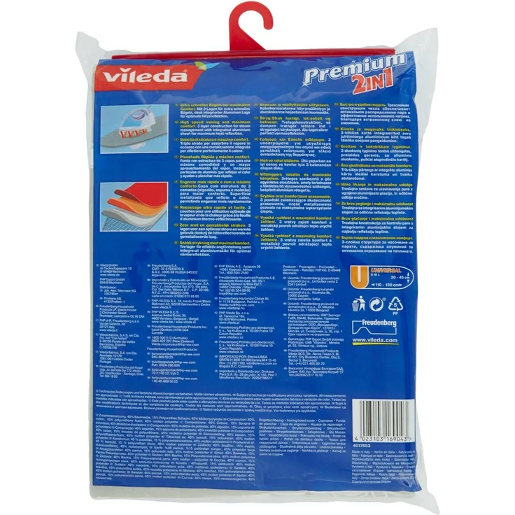 VILEDA Bügeltischbezug Premium 2in1 universal Länge 110-130cm x Breite 30-45cm – Bild 3
