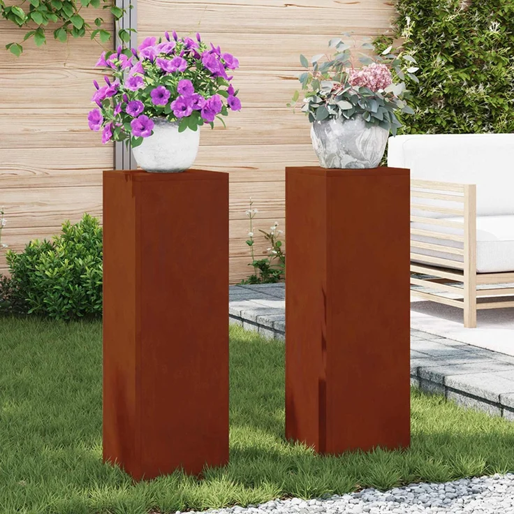 vidaXL Pflanzenständer 2 stk. Rostoptik 24 x 24 x 75 cm 865826 – Bild 1