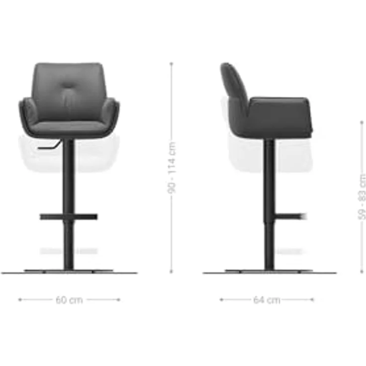 Barstuhl Nela-Flex Webstoff Soft Beige Drehfuß höhenverstellbar Edelstahl Silberfarben – Bild 7