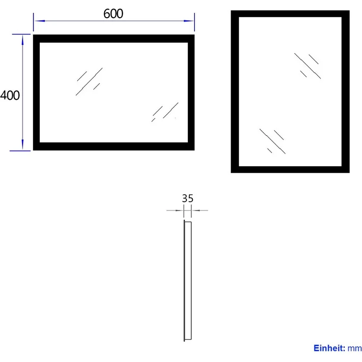 EMKE Badspiegel mit LED Beleuchtung 60x40cm Warmweiß Licht Wandschalter Horizontal/Vertikal – Bild 5