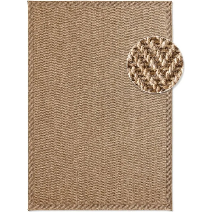 TaraCarpet Teppich Outdoor & Indoor Teppich wetterfest Borneo Sisal-Jute-Optik naturfarbe, rechteckig, Höhe: 10 mm, Kurzflor Fischgrät In & Outdoor Balkon Terrasse Wohnzimmer 120x170 – Bild 5