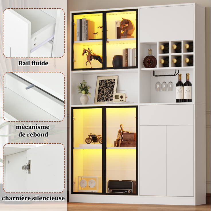 ZUBALIYA Schrank 140x30 cm mit LED-Beleuchtung mit Schubladen in Weiß, ideale Lösung für kleine Räume, robuste Verarbeitung, langlebige Materialien, einfache Selbstmontage – Bild 25