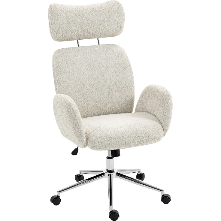 MELAYR, Bürostuhl mit verstellbarer Kopfstütze, ergonomischer Schreibtischstuhl, 75 x 65 x 123 cm, Hellgrau – Bild 1
