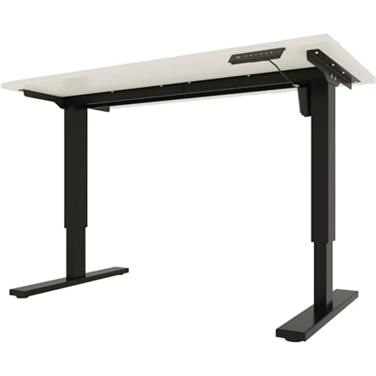 Bisley E-StarterTech, 2 Säulen, Maße Säule 45 x 75/50 x 80 mm, MFC Tischplatte, hochwertig und langlebig, Maße: H 25 x B 1200 x T 600 mm, Farbe: Gestell 333 schwarz Platte 005 weiß – Bild 4