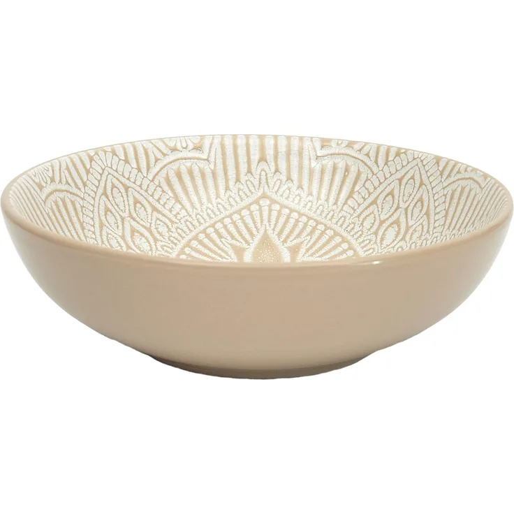 HOME DECO FACTORY, KA0456, Elegant Deep Plate in Beige Ceramic, Refined Design, Ideal for Soup and Pasta, Easy Maintenance, Durable, 185 cm, Beige