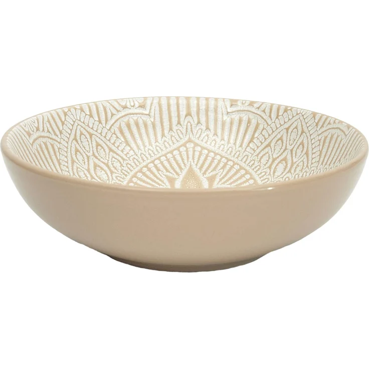 HOME DECO FACTORY, KA0456, Elegant Deep Plate in Beige Ceramic, Refined Design, Ideal for Soup and Pasta, Easy Maintenance, Durable, 185 cm, Beige