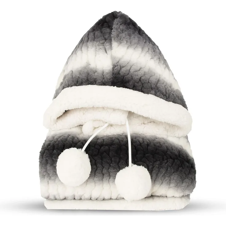 Bestlivings Kuscheldecke mit Kapuze 130 x 180 cm in Schwarz für Kinder und Erwachsene, TV-Decke, Sherpa Decke in Felloptik