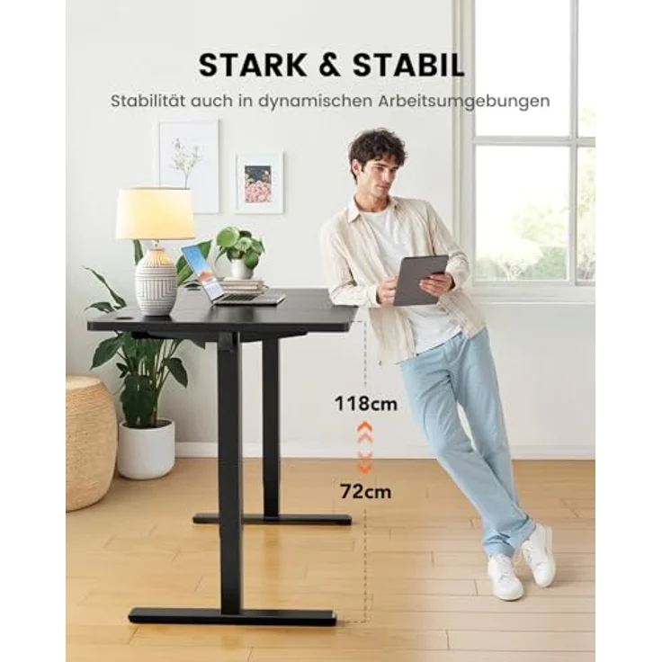 ErGear Höhenverstellbarer Schreibtisch-140x80 cm,100 KG Tragkraft Elektrischer Schreibtisch mit Fortgeschrittenem Bürstenlosem Motor, Leise Funktion, Robuster Metallrahmen, Vierteilige Tischplatte – Bild 8