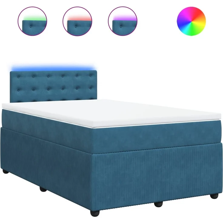 vidaXL Boxspringbett mit Matratze Blau 120x200 cm Samt 3290026 – Bild 2