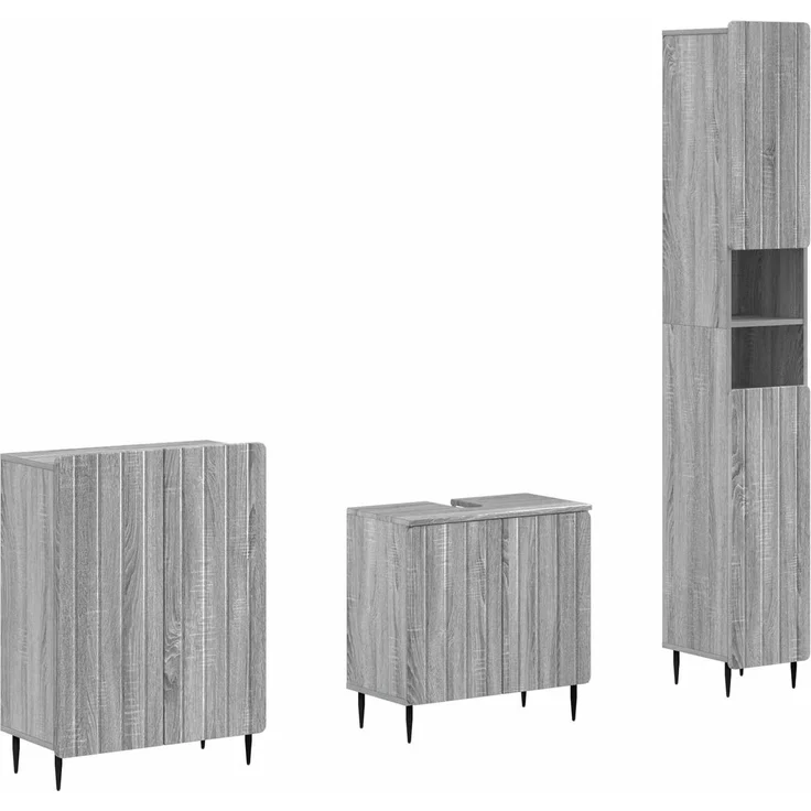 vidaXL 3-teiliges Badezimmer-Schranksystem ZWOLLE Sonoma-Grau 3417438 – Bild 1
