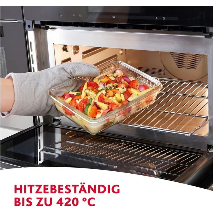 Emsa Frischhaltedose Clip&Close, Made in Germany, Glas, (4-tlg), backofen-, gefrierfest, mikrowellengeeignet, (4 Dosen mit Deckel) – Bild 3