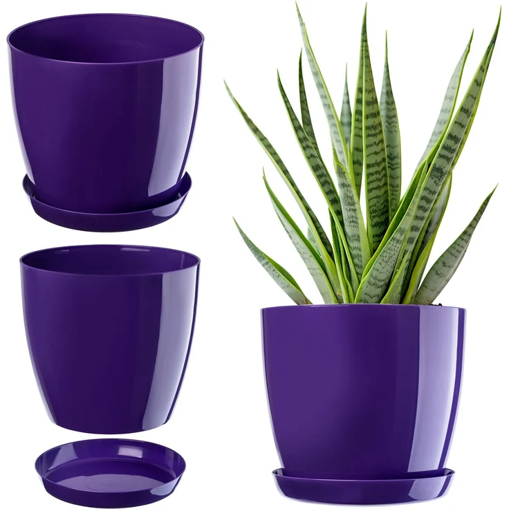 KADAX Blumentopf mit Ständer, Blumentopf mit Kunststoffabdeckung, 16 cm, violette Blumen – Bild 1