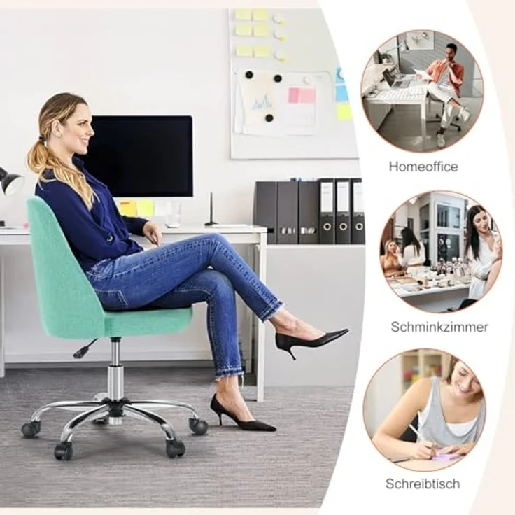 DUMOS Bürostuhl Schreibtischstuhl schminktisch Stuhl kleine Schreibtischstühle mit Rollen niedlicher Drehstuhl Rückenlehne armlos Heimbüro – Bild 7