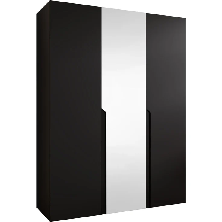 Kleiderschrank Veluna II 150 (Farbe: Schwarz / Schwarz + Schwarz) – Bild 1
