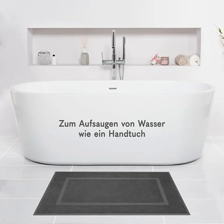 HAMMETEX Badematte Hotelmatte, Duschvorleger, Höhe 5 mm, rutschhemmend beschichtet, beidseitig nutzbar, Baumwolle, rechteckig, 2-teiliges Set, einfarbig, 100% Baumwolle – Bild 2