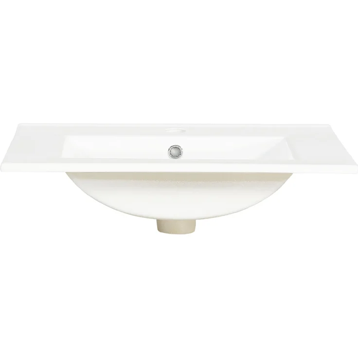 Waschtischunterschrank mit Keramikwaschbecken, B 61 x T 47 x H 89 cm, MDF in Holzoptik und Rattan-Türen – Bild 9