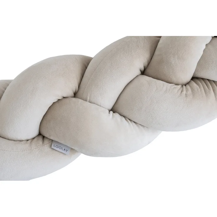 Loolay Nestchenschlange SAMT BEIGE Geflochtenes Kissen Zierkissen Dekokissen Bettumrandung, (Zugluftstopper Zugluft Schlange Wickeltischumrandung Babybett Kinderzimmer Schutz, VELOURS SAMT Bettschlange 100 150 200 300 400 cm und Länge auf Anfrage), Zug...