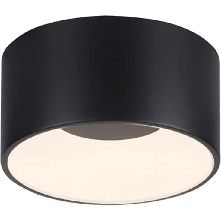 JUST LIGHT LED Deckenleuchte TANIKA, Ø 16 cm, 1-flammig, Schwarz, Kunststoff, Dimmfunktion, Memoryfunktion, LED Deckenlampe