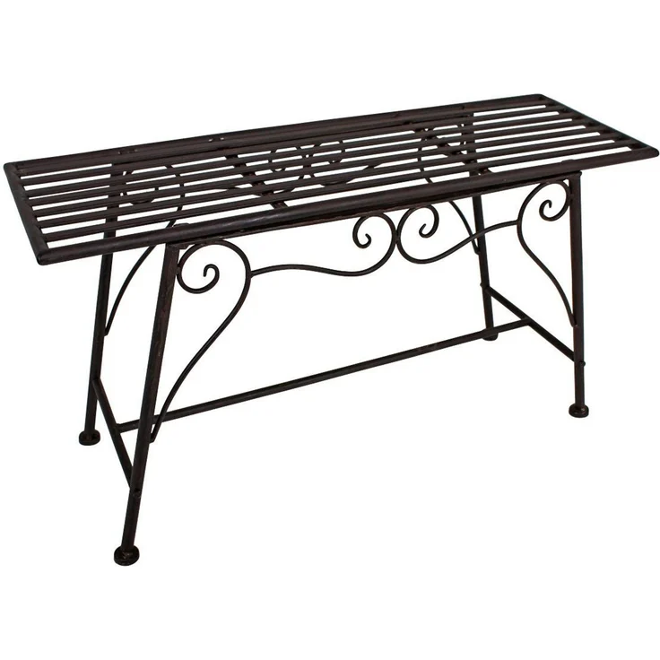 Gartenbank LORIN dunkelbraun lackiert, Rost-Optik – Bild 1