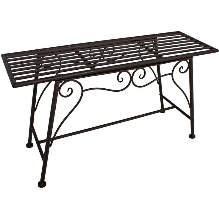 Gartenbank LORIN dunkelbraun lackiert, Rost-Optik