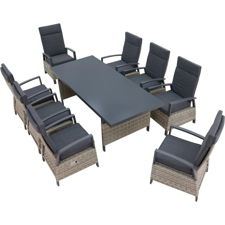 KONIFERA Garten-Essgruppe New Monaco, (Set, 17-tlg, 8x Sessel, 8x Auflagen, 1x Tisch), bestehend aus 8 Stühlen, 8 Sitzauflagen und 1 Tisch – Bild 1