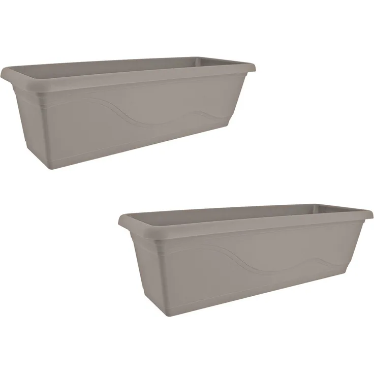 HTI-Living 2er Set Taupe Blumenkasten mit Wasserspeicher 60 cm