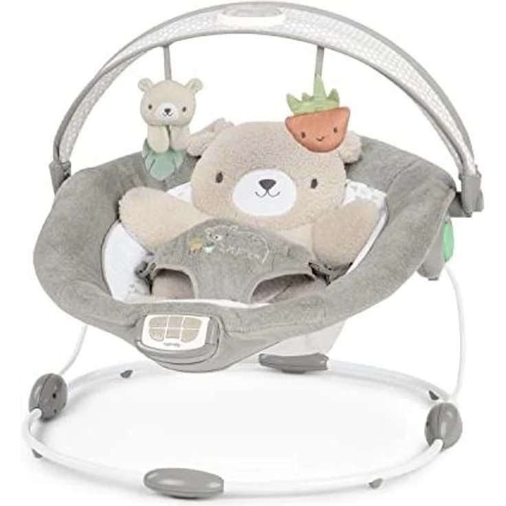 Ingenuity, InLighten Babywippe Babyschaukel mit Lichtern, Nate Bunny, Spielzeugleiste, Vibrationen, Geräuschen, Tummy Time Kissenmatte, bis zu 20 lbs, Neugeborenes+ – Bild 1