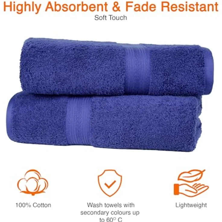Amazon Basics Badetuch Set, 100 % Baumwolle, 70 x 140 cm, 2 Stück, maschinenwaschbar, ausbleichsichere Farben – Bild 4