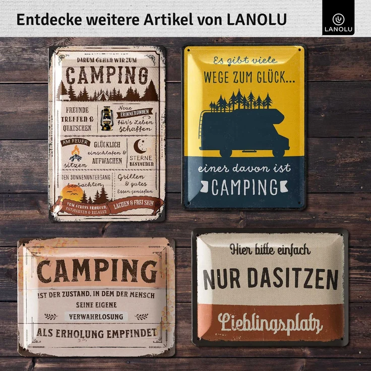 LANOLU Blechschild Camping Erholung - 15x20cm – Metall – Braun – 15209 – Bild 5
