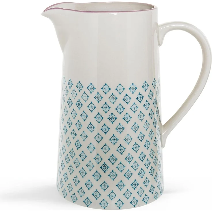 Bloomingville Wasserkrug Patrizia Jug, Blue, Stoneware, 2L Krug, Keramik Wasserkanne, Milchkrug, Saftkrug, dänisch Design, blau – Bild 1