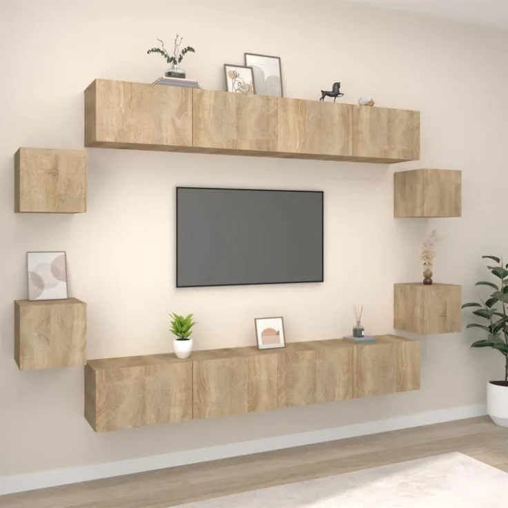 8-tlg. TV-Schrank-Set Sonoma-Eiche Holzwerkstoff [3114224]