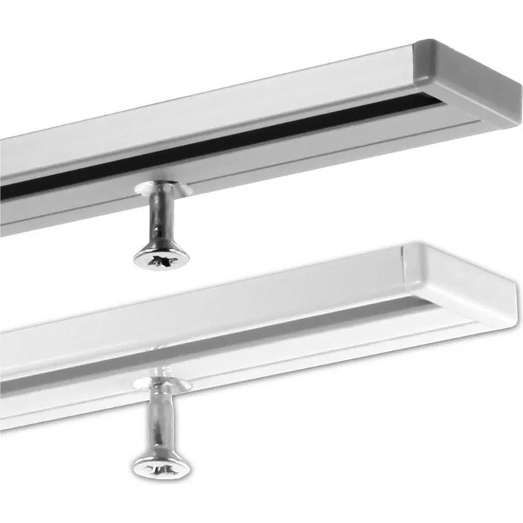 Gardineum Gardinenschiene Vorhangschiene in Aluminium, 1-läufig, flach, ab 2 m mittig geteilt, 1-läufig
