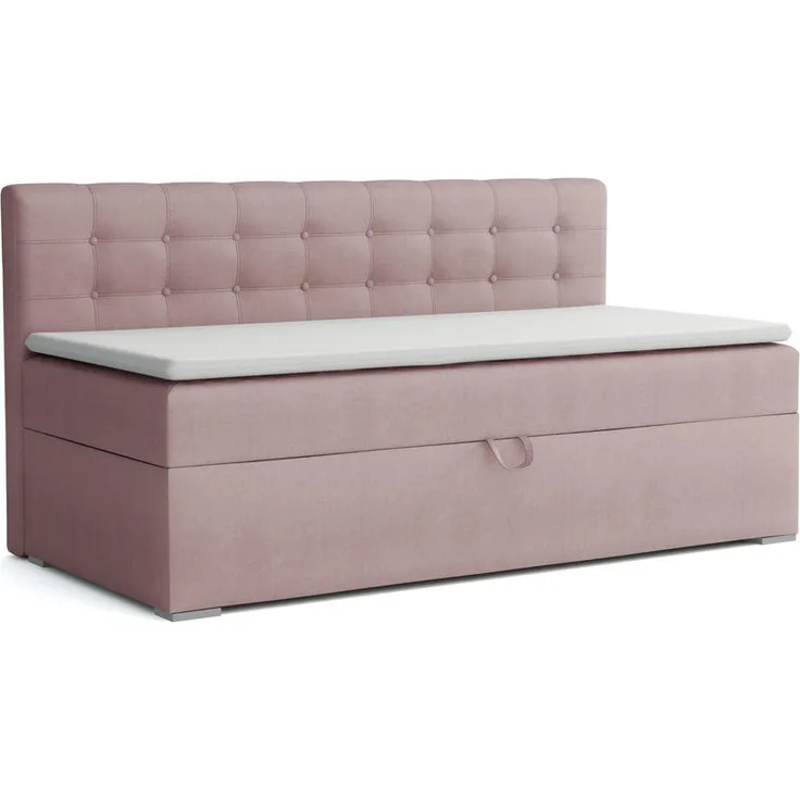 Deine Möbel 24 Boxbett Pati, Rosa, mit Schlaffunktion und Bettkasten, 90x200 cm, Boxspringbett für Jugendliche