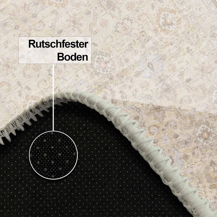 Bamyum Teppich Ryella Teppich mit Chenille Druck, Waschbarer Antibakteriell Teppich, Einzelstück – Bild 3